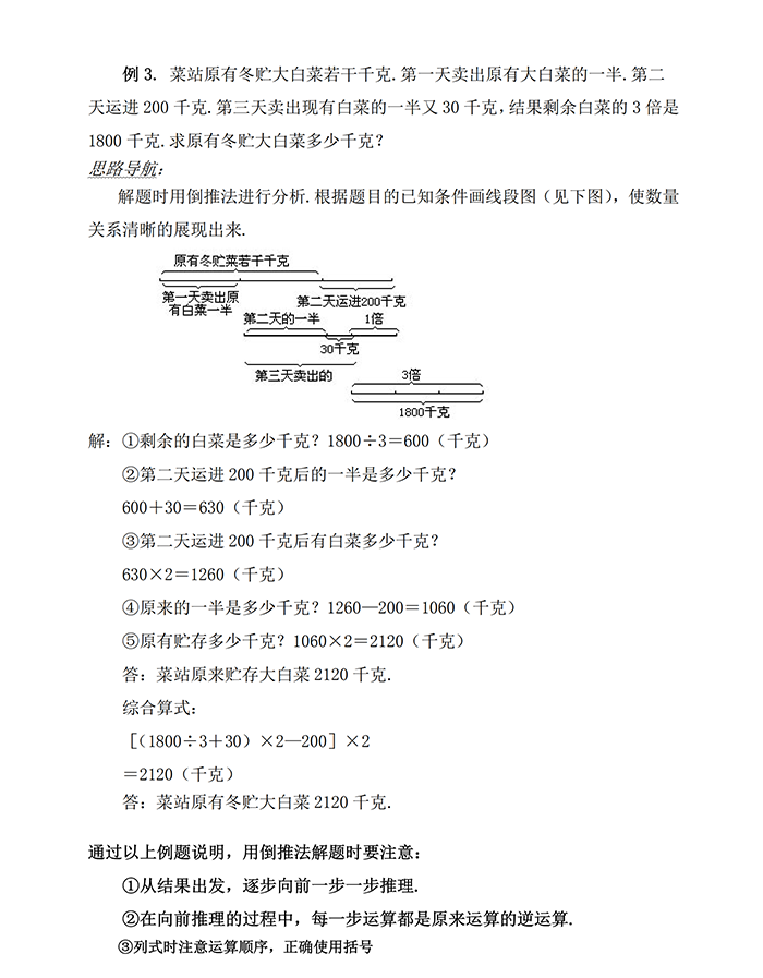 小升初數(shù)學復習專題二：倒推法